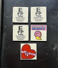 LEGO Simpsons White 2x2 Printed Tile Lot of 5 Donut, Heart & Eye Chart (87079)