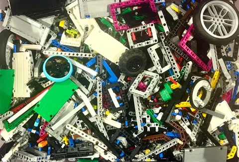 LEGO Technic Bulk Lot, 2 lbs of Genuine Connectors, Beams, Frames, Wheels & More