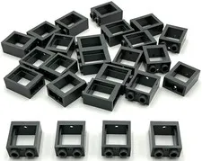 Lego 25 New Dark Bluish Gray Windows 1 x 2 x 2 No Glass Flat Front Pieces