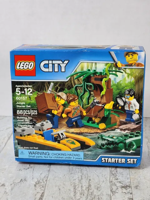 Lego City Town 60157 JUNGLE STARTER SET Explorers boat scientist crocodile NEW