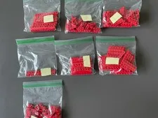 Lego LOT OF 274 RED PLATES  1x2, 1x3, 1x4,1x6,1x8, 1x10, 1x12