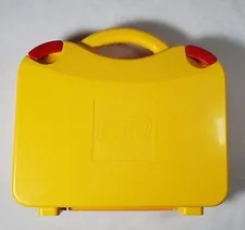 LEGO Yellow & Orange Plastic Carrying Case Storage Box With Red Snaps & Dividers