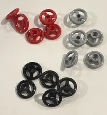 LEGO Steering wheel. Bulk Lot. 5Red 5Gray 5Black Qty: 15