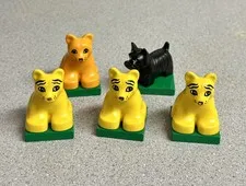 Lot 5 Lego Duplo TIGER CUB BABY WILD CAT Animal Zoo Yellow Striped SAFARI
