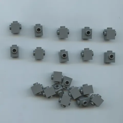 LEGO x 20 DB Gray Brick, Modified 1 x 1 with Studs on 2 Sides, Opposite 45905