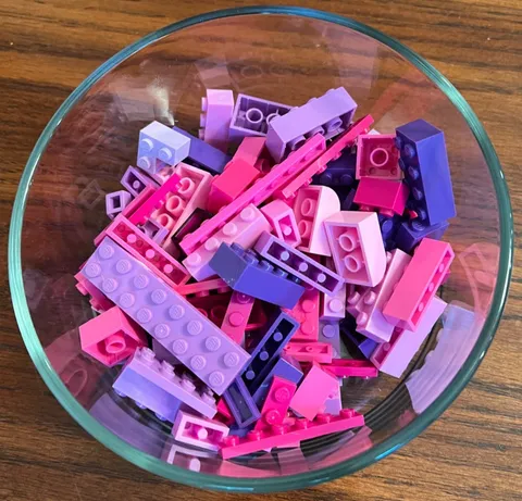 LEGO 75+ PIECE PINK & PURPLE BRICKS-PARTS & PIECES-MIXED LOT-EUC!