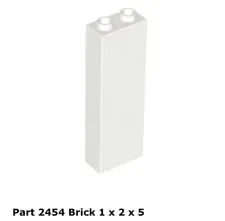 Lego 1x 2454 White Brick 1 x 2 x 5 - Blocked Open Studs or Hollow
