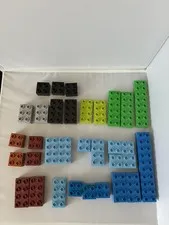 Lego Duplo Lot of 34 Blue Green Black Gray Bricks Blocks Thin 2x2 2x4 