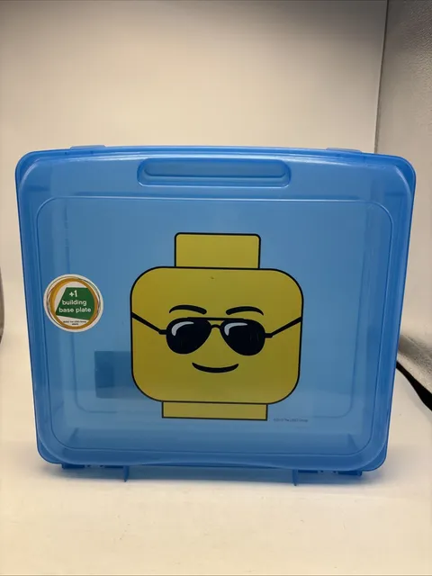 Lego Blue Project Case Minifigure Mini Fig Storage Case Head Silver Sunglasses