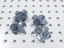 LEGO Lot of 4 Trans Black Plant Plates w/ 3 Leaves Minifig BI