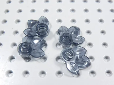 LEGO Lot of 4 Trans Black Plant Plates w/ 3 Leaves Minifig BI
