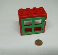 Lego DUPLO RED & GREEN WINDOW PANE Christmas Building Block 2x4