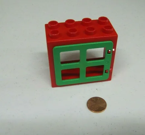 Lego DUPLO RED & GREEN WINDOW PANE Christmas Building Block 2x4