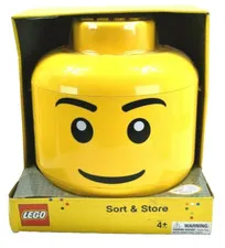 NIB Yellow Lego Head Storage Sort and Store Large Case Container Carrying Handle