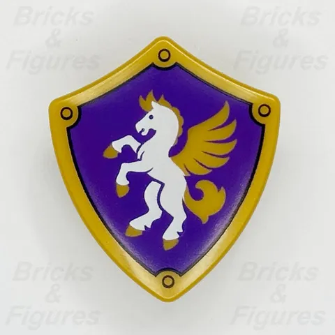 LEGO White and Gold Pegasus Minifigure Shield Part Castle 42674 4972pb03 Friends
