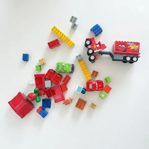 Vintage Disney Cars Toy Lot - LEGO DUPLO & Mega Bloks Truck, Wingo, McQueen