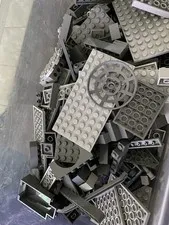 16oz Random Lot Of LEGOS All Sizes And Styles Of Grey Dark Grey