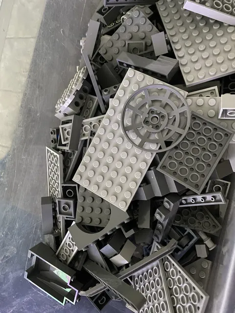 16oz Random Lot Of LEGOS All Sizes And Styles Of Grey Dark Grey