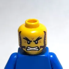Lego - Minifigure Head - Dual Sided - Teeth, Brown Sideburns, Angry