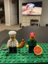 Lego Chef Minifigures Pizza Delivery Chef Kitchen Cook Head Chef Pan Bread Lot 1
