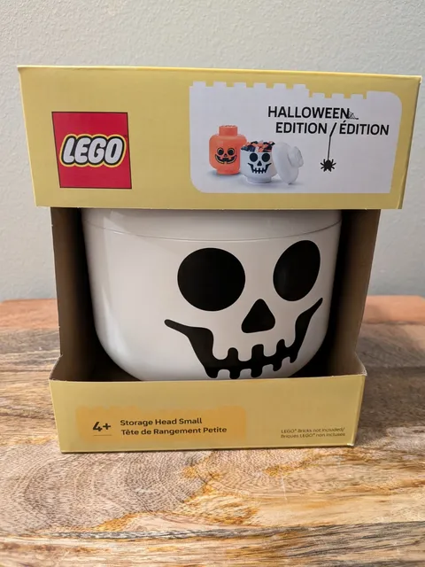 LEGO Small White Skeleton Skull Storage Head Container, Halloween Decor, NEW