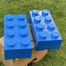 2 Lego 8-studs  blue storage bricks