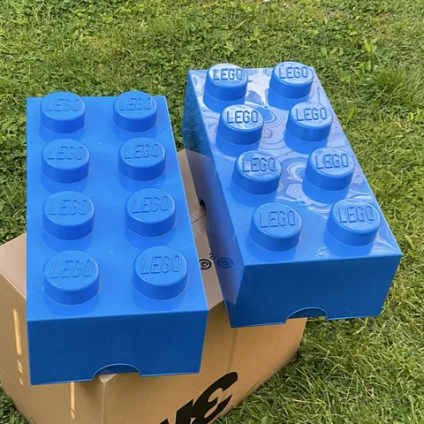 2 Lego 8-studs  blue storage bricks