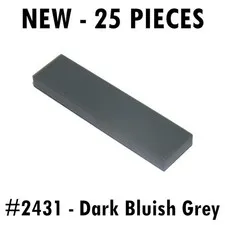Lego Tile 1x4 (2431) Dark Bluish Grey - New - 25 pieces