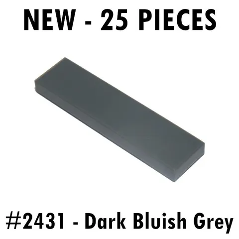 Lego Tile 1x4 (2431) Dark Bluish Grey - New - 25 pieces