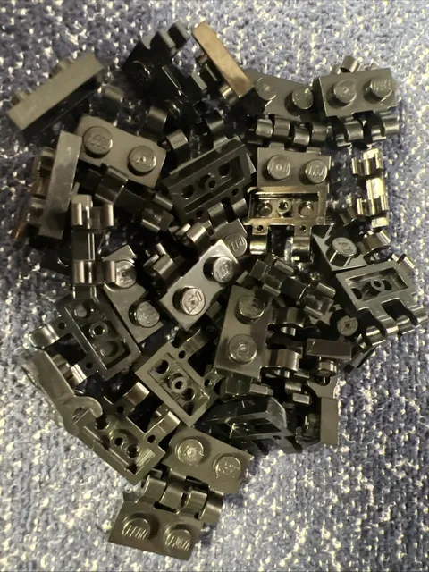LEGO 60470 Black Plate, Modified 1 x 2 with 2 U Clips (Horizontal Grip) 37 Piece