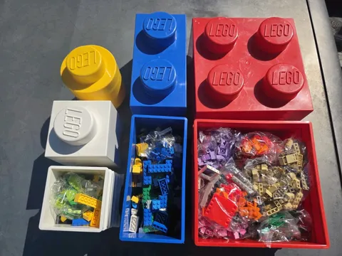 LEGO Storage Bricks Box Stackable Plastic w/ Lego Pieces 