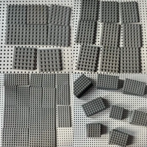 LEGO Dark Bluish Gray Plates 3958 3036 3033 3028 3456 Bulk 47pcs