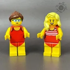 LEGO Minifigure Lot of 2 City Female Swimmer Beachgoer CTY1053 CTY0759