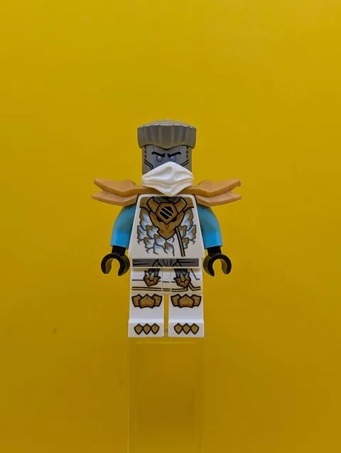 Zane njo1033 White Mask, Wide Pearl Gold Shoulder Armor Ninjago Lego Minifigure