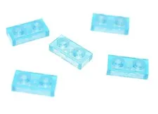 5 LEGO Transparent Light Blue Gray 1x2 Plates flat panel water 3023 6514007