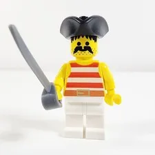 Lego Pirate Minifigure Red White Stripe Shirt Triangle Hat Pirates 6277 pi039