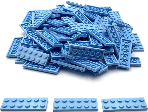 Lego 100 New Bright Light Blue Plates 2 x 6 Parts