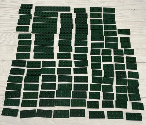 LEGO DARK GREEN LOT 122 PCS 2X12 2X8 2X4 2X3 PLATE VARIETY BUILDING PIECES