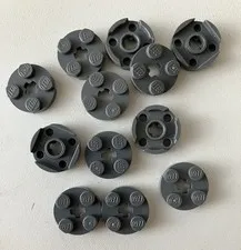 Lego 12x New Pieces Plate 2x2 Round Dark Bluish Grey #4032