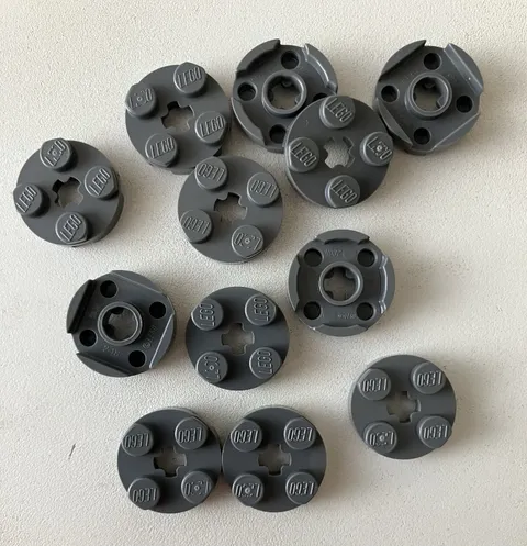 Lego 12x New Pieces Plate 2x2 Round Dark Bluish Grey #4032