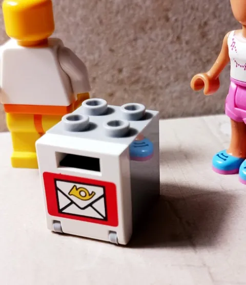 LEGO Mailbox Vintage Bugle Sticker Holiday Mail Christmas Goodies Stocking Stuff
