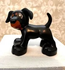 Lego Black and Tan Dog Plastic Figure Rottweiler Perhaps 535JO