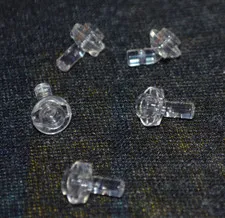 (5) 1x1 Clear Minifigure Peg to Slanted Rod Connector Bricks ~ New Lego Parts ~