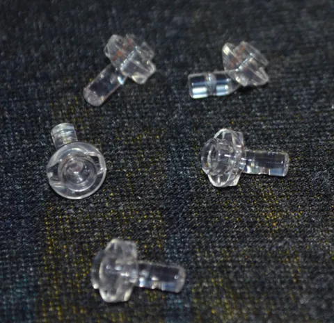 (5) 1x1 Clear Minifigure Peg to Slanted Rod Connector Bricks ~ New Lego Parts ~