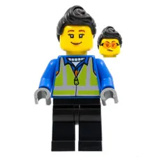 LEGO Holiday Minifigure Woman Blue Coat Lime Safety Vest hol279 New