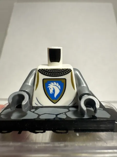 Lego New White Torso Castle Surcoat Silver Chain Mail Collar Blue Minifigure