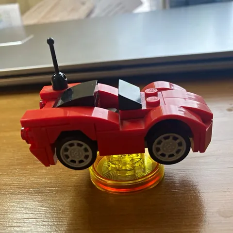 LEGO Red Vehicle Car Build w/ Black Antenna and Gray Wheels Dimensions