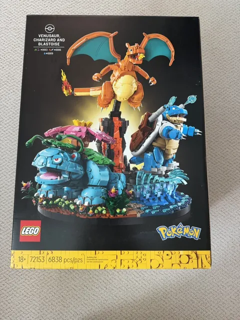 LEGO Pokémon Venusaur Charizard Blastoise Set 72153 6838 pcs 18+ Box