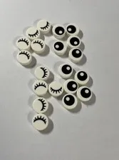 LEGO 20x Round Tile with Eyes in White (98138) Tile Modified