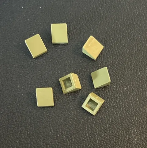 Lego Lot 0f 7 Olive Green Slope Sloped 30 1 x 1 x 2/3 Part #54200